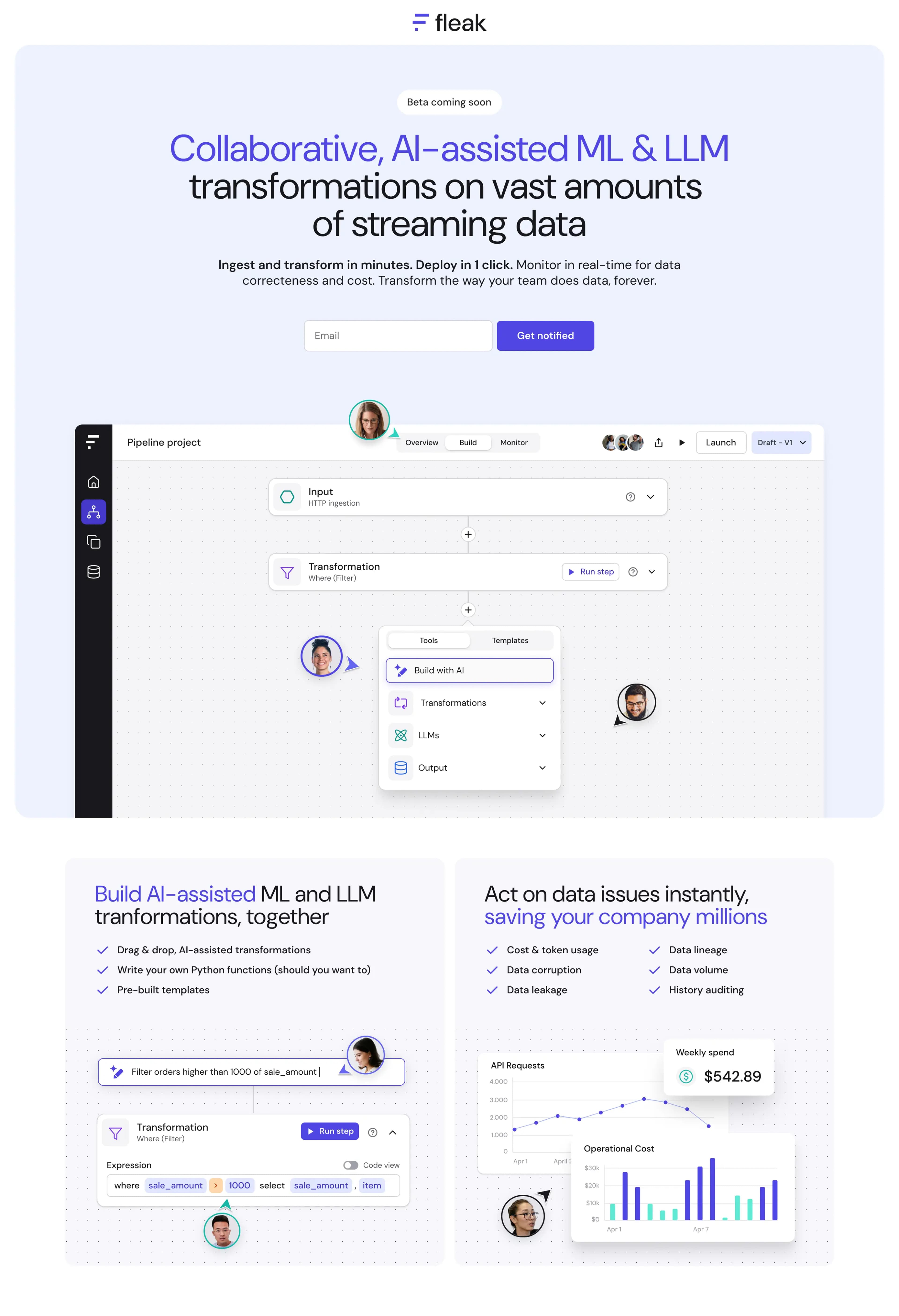 Early product landing page