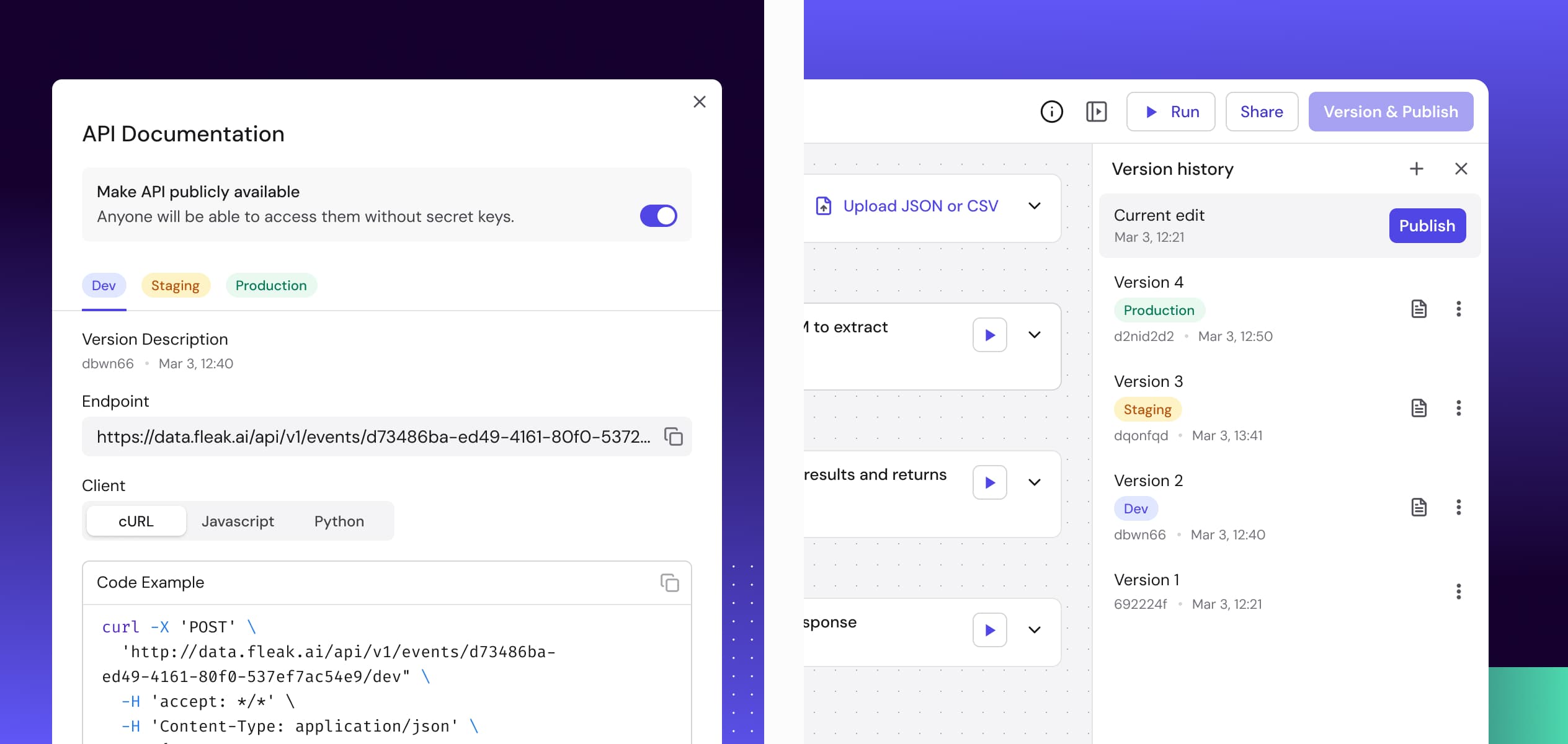 API documentation and versioning